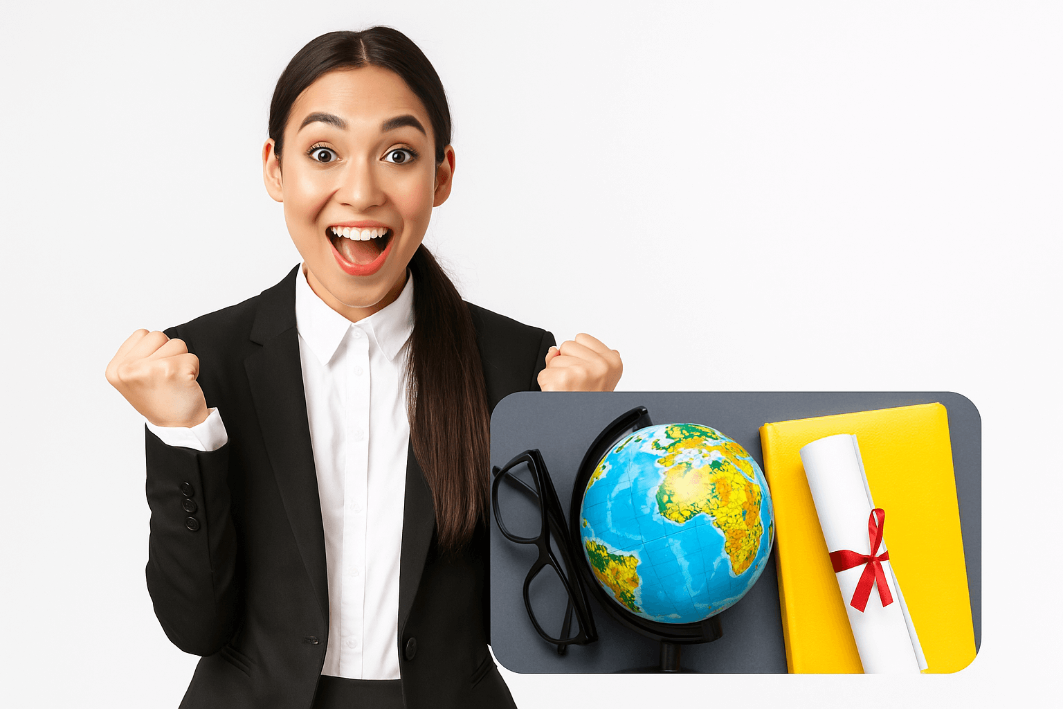 Happy Student with Globe