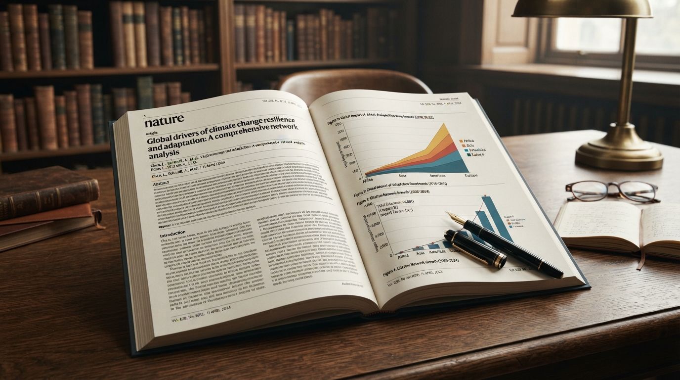 Scientific journal open to a published research paper